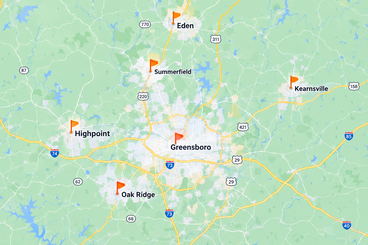 North Carolina Road Map Highlights